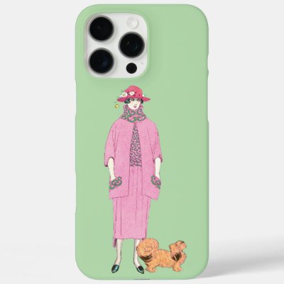 1910s Fashion Illustration Lady &amp; Pekingese Dog iPhone 16 Pro Max Case