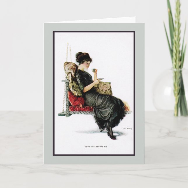 1910s Porch Swing Flirt Greeting Card (Front)