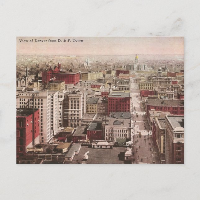 1910's View of Denver, CO from The D & F Tower Postcard (Front)