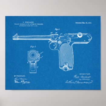 1911 Automatic Gun Patent Art Drawing Print by AcupunctureProducts at Zazzle