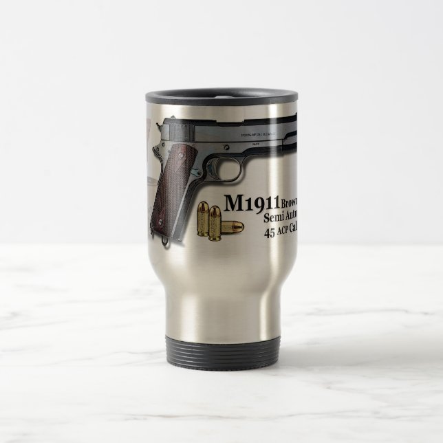 1911 Browning M1911 Semi Automatic Pistol 2 Travel Mug (Center)