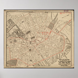 1911 downtown Boston map Vintage Poster