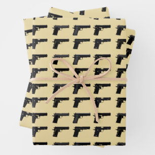 1911 Gun Silhouette Pattern Target Sports Wrapping Paper Sheets