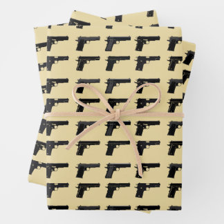 1911 Gun Silhouette Pattern Target Sports Wrapping Paper Sheets