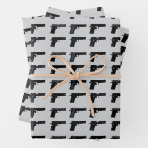 1911 Gun Silhouette Pattern Target Sports Wrapping Paper Sheets