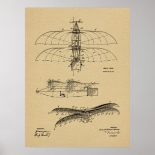 1911 Vintage Airplane Patent Art Drawing Print