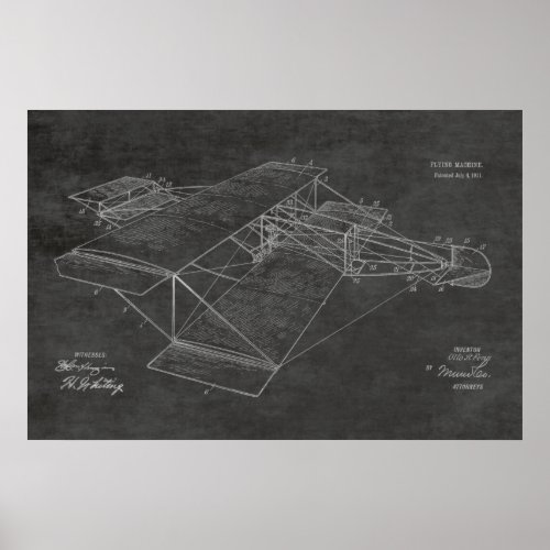 1911 Vintage Airplane Patent Art Drawing Print