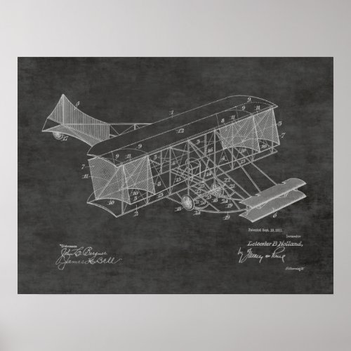 1911 Vintage Airplane Patent Art Drawing Print