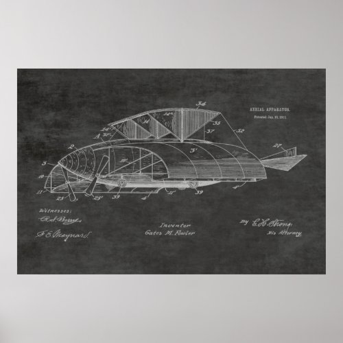 1911 Vintage Airplane Patent Art Drawing Print