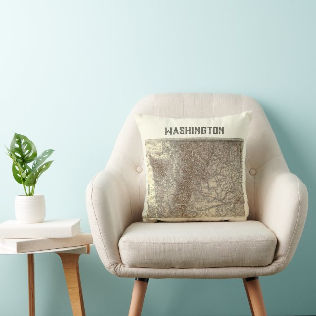 1911 Vintage Washington Map Pillow (Chair)