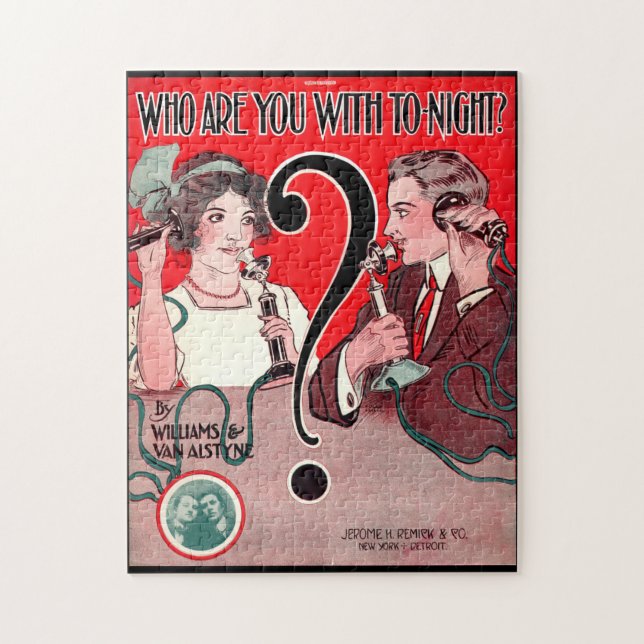 1911 Who Are You With Tonight sheet music print Jigsaw Puzzle (Vertical)