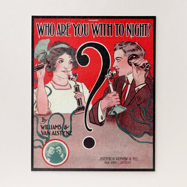 1911 Who Are You With Tonight sheet music print Jigsaw Puzzle (Vertical)