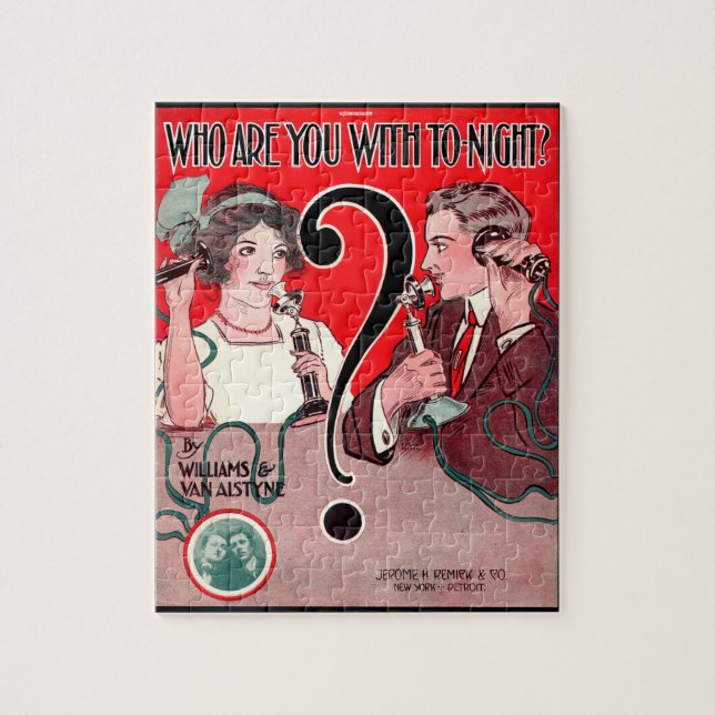 1911 Who Are You With Tonight sheet music print Jigsaw Puzzle (Vertical)
