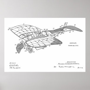 1912 Aeroplane Airplane Patent Art Drawing Print
