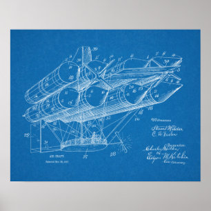 1912 Airship Airplane Patent Art Drawing Print