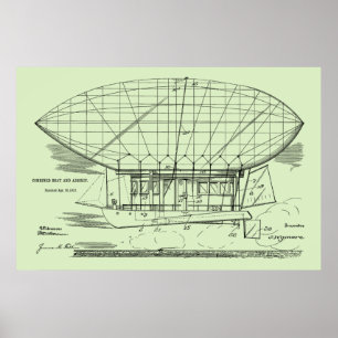 1912 Boat Airship Balloon Patent Art Drawing Print