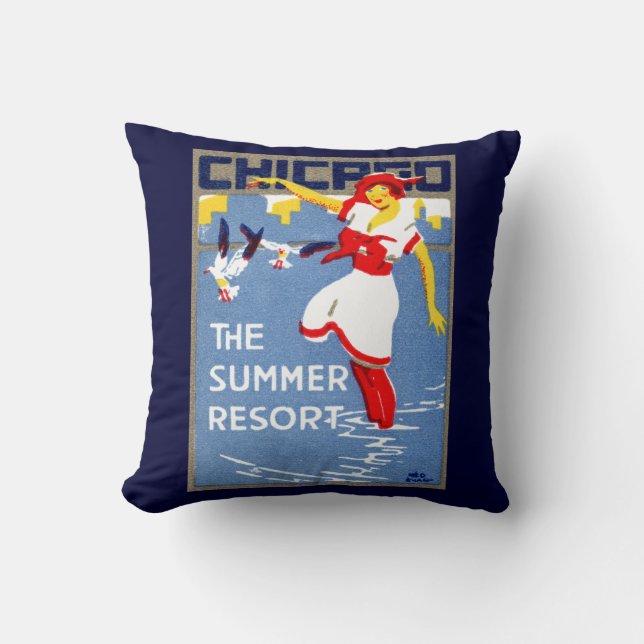 1912 Chicago, The Summer Resort Throw Pillow (Front)