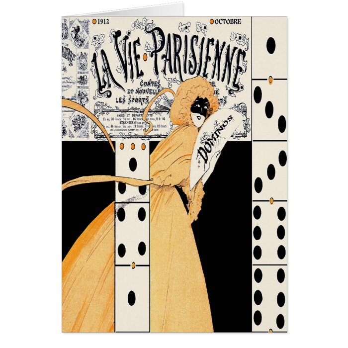 1912"DOMINOS ANYONE?"ART DECO FRENCH INVITATION CARD