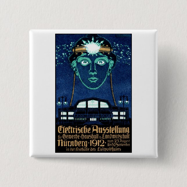 1912 Electricity Expo Poster Pinback Button (Front)
