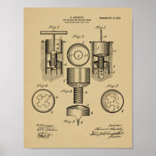 1912 Golf Cup Hole Design Patent Art Print
