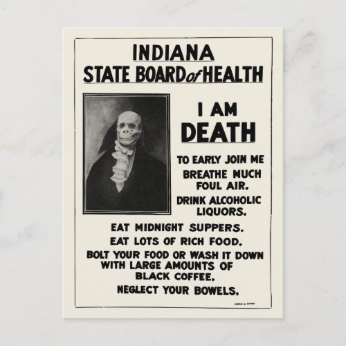 1912 Indiana Health Bulletin Postcard