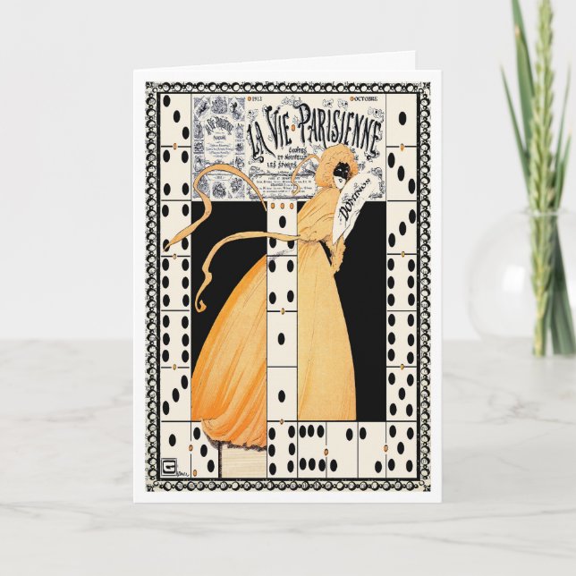 1912"LET THE GAMES BEGIN"ART DECO FRENCH HALLOWEEN CARD (Front)