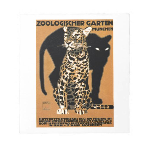 1912 Ludwig Hohlwein Leopard Munich Zoo Poster Notepad
