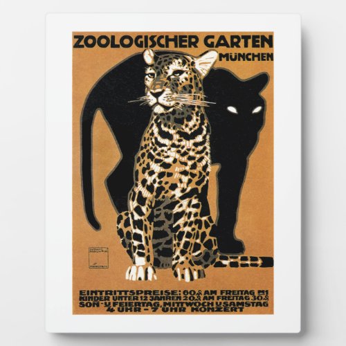 1912 Ludwig Hohlwein Leopard Munich Zoo Poster Plaque