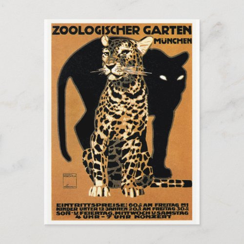 1912 Ludwig Hohlwein Leopard Munich Zoo Poster Postcard