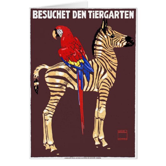 1912 Ludwig Visit The Zoo Zebra Macaw Poster Cards (Front)
