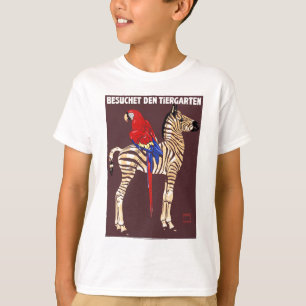1912 Ludwig Visit The Zoo Zebra Macaw Poster T-Shirt