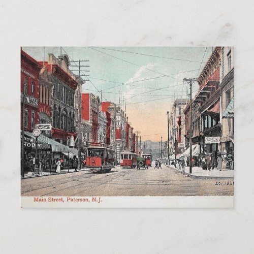 1912 Main St Paterson NJ Vintage Postcard