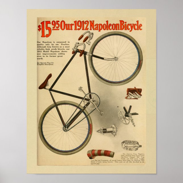 1912 Napoleon Bicycle Color Ad Art Print (Front)