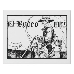 1912 Rodeo Cowboy Country western Art Faux Canvas Print