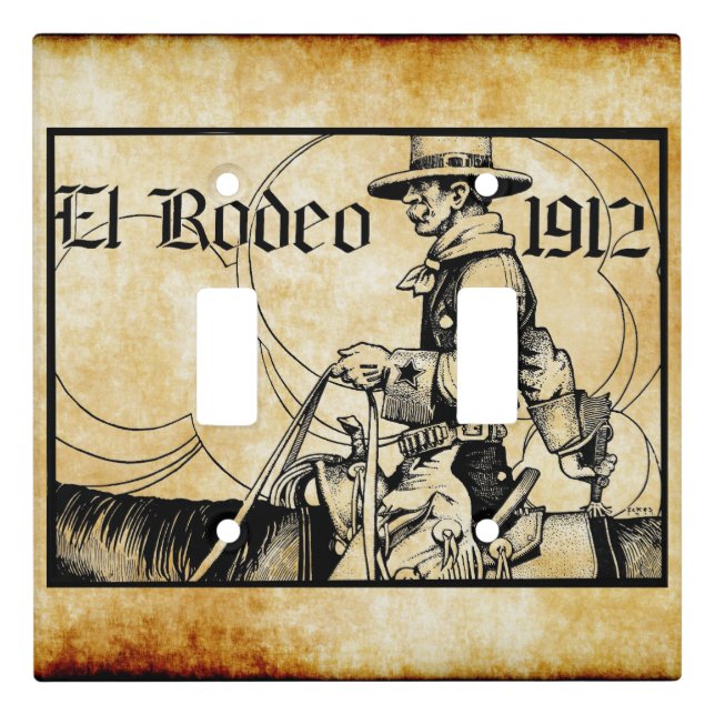 1912 Rodeo Cowboy Country western Art    Light Switch Cover (Front)