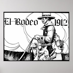 1912 Rodeo Cowboy Country western Art Poster