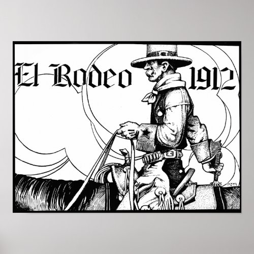 1912 Rodeo Cowboy Country western Art Poster