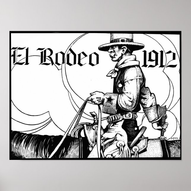 1912 Rodeo Cowboy Country western Art Poster (Front)