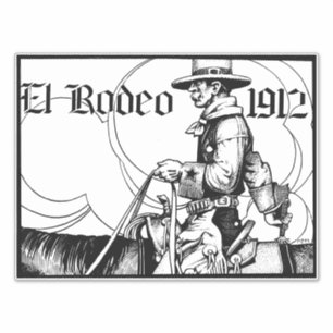1912 Rodeo Cowboy Country western Art Sticker