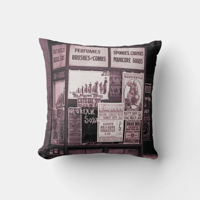 1912 Store Window Vaudeville Pro-Union Manicure Throw Pillow (Front)