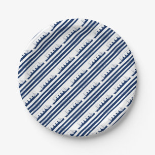 1912 Titanic blue stripe 5 Paper Plates