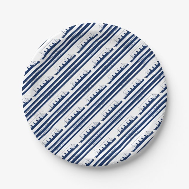 1912 Titanic blue stripe 5 Paper Plates (Front)