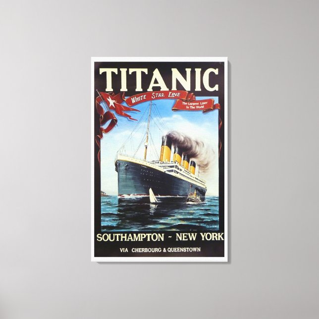 1912 Titanic White Star Line Vintage Canvas Print (Front)