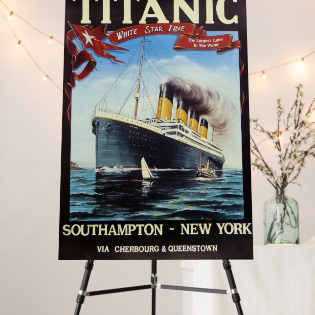 1912 Titanic White Star Line Vintage Foam Board (In Situ (Stand))