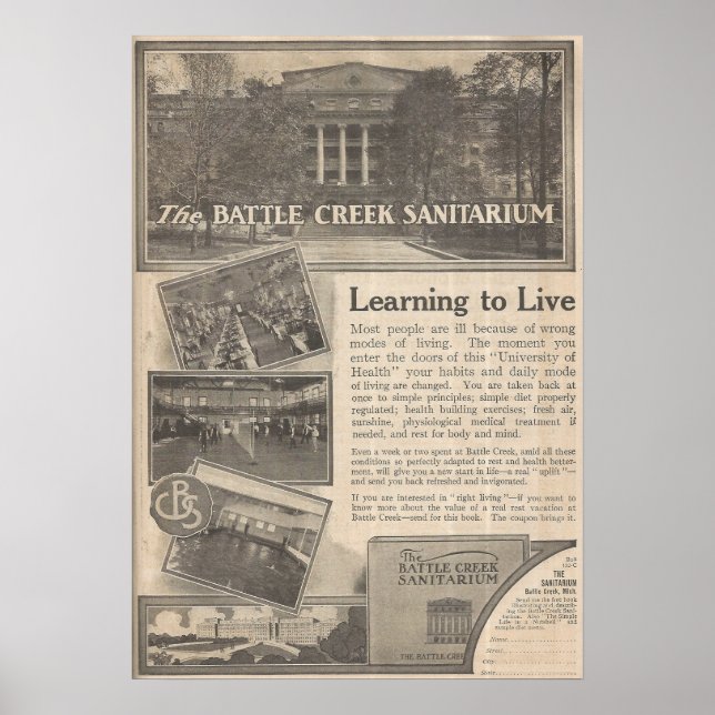 1913 Battle Creek Sanitarium, Michigan Poster (Front)