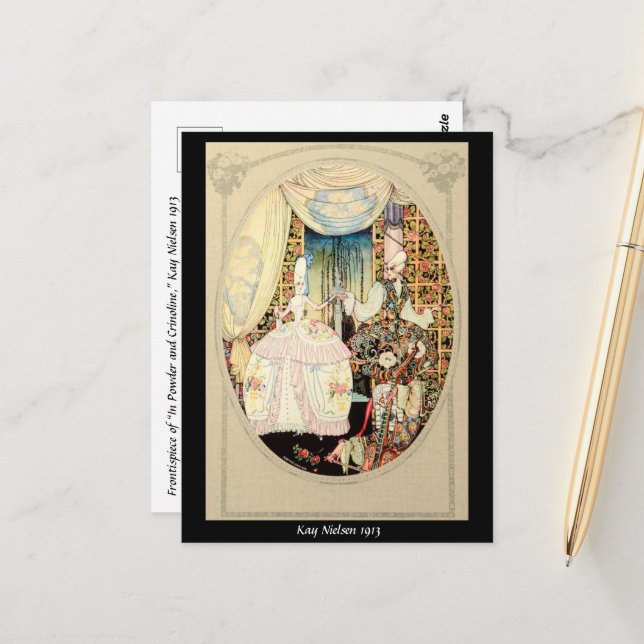 1913 Frontispiece of “In Powder and Crinoline” Postcard (Front/Back In Situ)