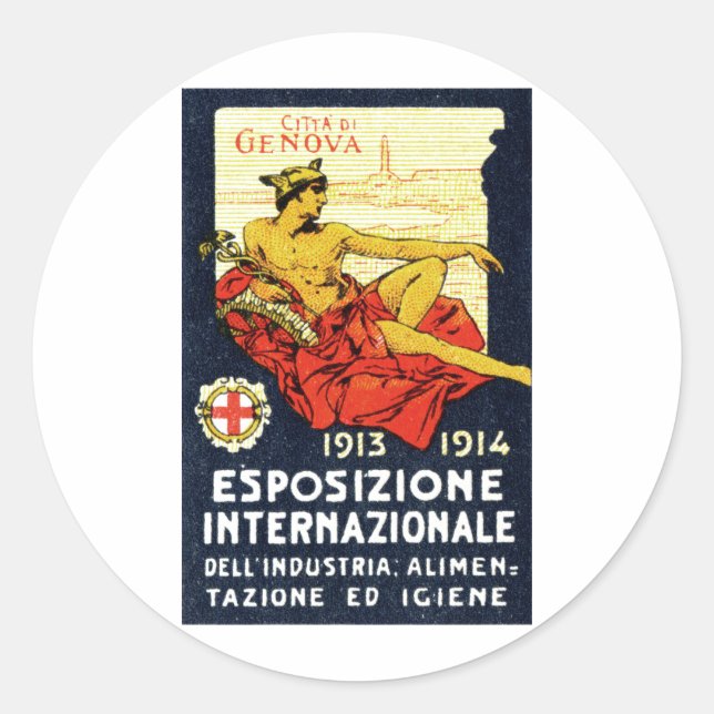 1913 Genova Expo Poster Classic Round Sticker (Front)