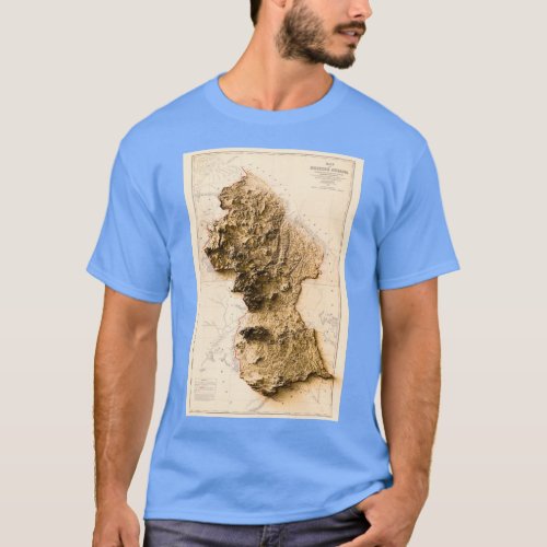 1913 Guyana Relief Map 3D digitallyrendered T_Shirt