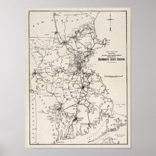 1913 map of the Lehigh Valley Transit Company Poster