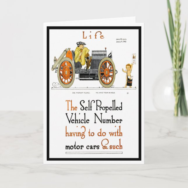 1913!!! "SELF-PROPELLED TO LOVE YOU" GREETING CARD (Front)